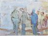 'Climbers standing on a bench''